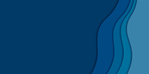 Naklejka premium Abstract Blue Paper Cut Background with Wavy Layers and Copyspace. Vector illustration