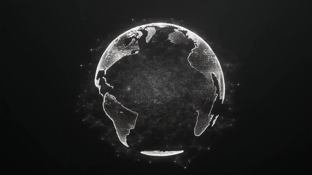 Cinematic Slow Pull Back from Dense Local Network Expanding to Reveal Planetary Scale Interconnection Background Loop