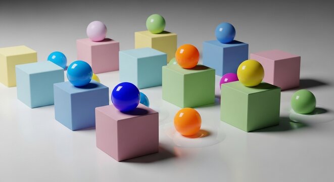 Colorful spheres and blocks composition