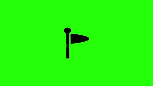 4K resolution video of a golf style destination flagstick indicating arrival location target bouncing into view. Playful popup element for checkpoint tour tracker.