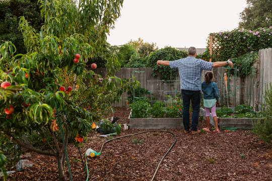 Gardening Time Dad Child
