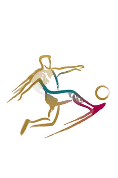 Golden Salto Legacy - Elegant Minimalist FIFA World Cup Vector Icon, Poetic Bicycle Kick Line Art with Golden Motion Trail and World Map Accents, Unique Indie Style Design for Premium Projects