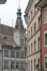 Obraz premium Building and street at city of Lausanne, Switzerland