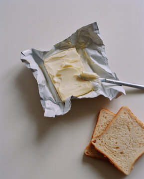 Bread and butter, perfect breakfast on a table 