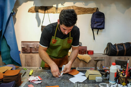 Focused Craftsmanship in a Textile Workshop

