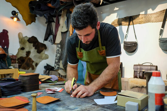 Focused Craftsmanship in a Textile Workshop

