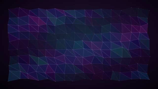 Abstract low poly geometric mesh waving in purple and blue
