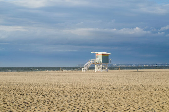 Lifeguard Tower on Empty Beach