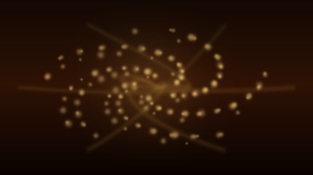 Abstract golden particles swirling in a spiral pattern
