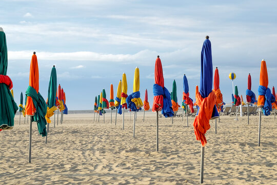 Vibrant Umbrellas on Deauville Beach