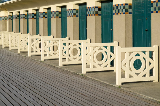 Deauville Beach Cabins with White Railings