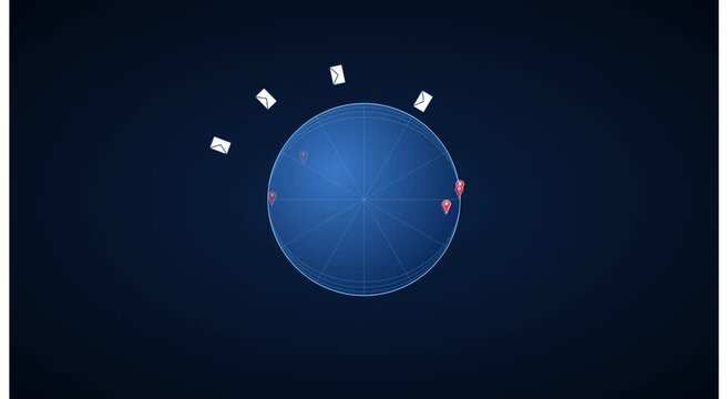 Global email communication network and data mapping animation