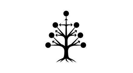 Naklejka premium Black Tree With Round Branches Symbol.