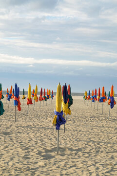 Vibrant Umbrellas on Deauville Beach