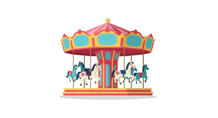 Obraz premium Colorful Carousel Horse Ride - Amusement Park Fun