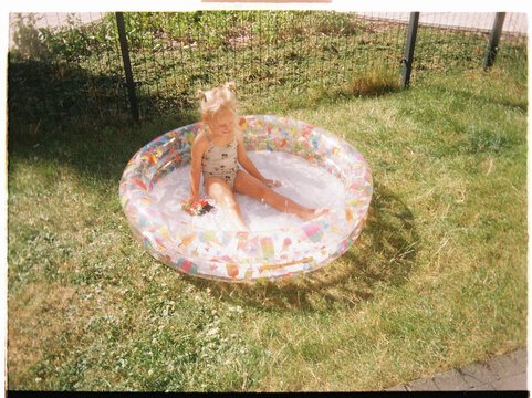 Summer fun in the backyard pool