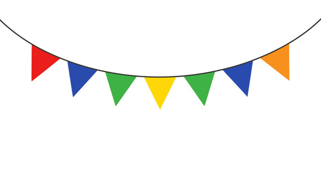 Colorful Party Bunting Flags on White Background
