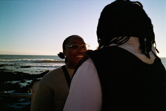 Intimate couple portrait at sunset