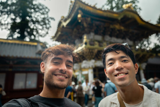 Smiling tourists in Nikko