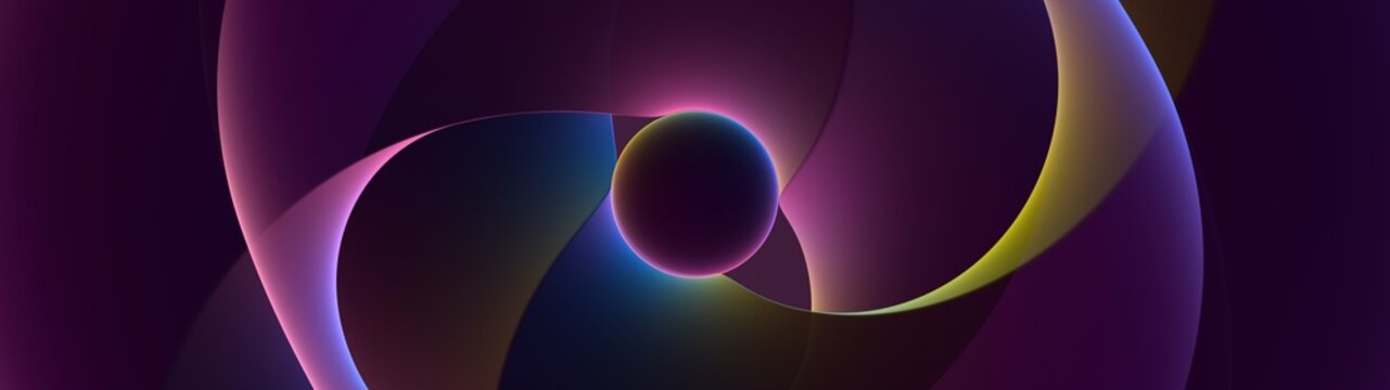 A sphere and luminous stripes.