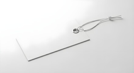 Naklejka premium Clean blank hanging tag in a minimalist composition, perfect for product packaging concepts.