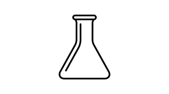 Minimalist line icon of an empty Erlenmeyer flask.