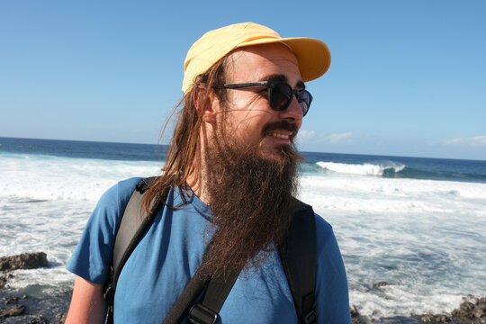 Bearded Traveler by the Sea