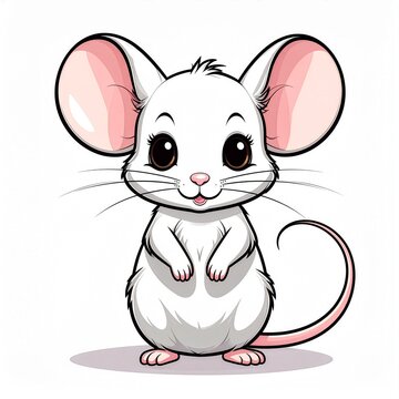 A cute, stylized cartoon mouse with large ears and wide eyes, rendered in a charming, artistic style