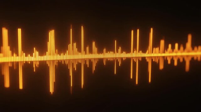 Cinematic Extreme Close Up Glowing Voice Spectrogram Pattern Slowly Scrolling with Precise Frequency Visualization Background Loop