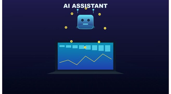 Ai assistant analyzing financial data and stock animation