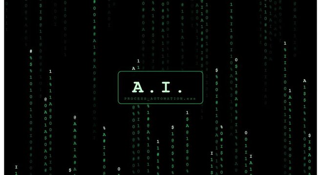 Artificial intelligence digital matrix code animation
