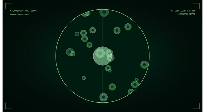 Digital microscopy hud interface: cell analysis animation