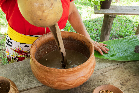 Traditional pozol preparation with cacao in Tabasco, Mexico