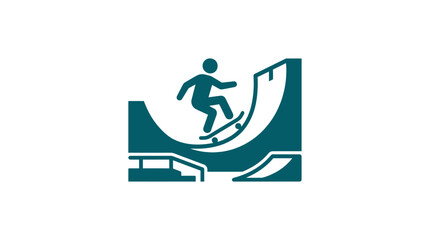 Skateboarder performing trick on ramp, graphic illustration © atha_lintar