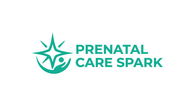 Vector logo for prenatal care spark, featuring a stylized star and person graphic