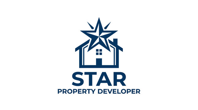 Star property developer logo with house and star graphic element