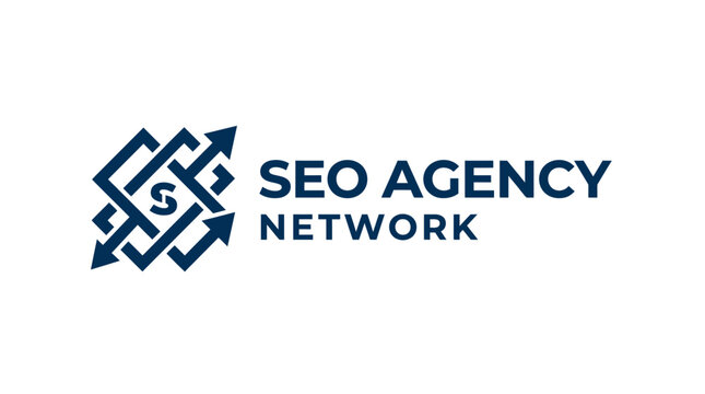 Graphic element for SEO agency network with abstract arrows and initial S