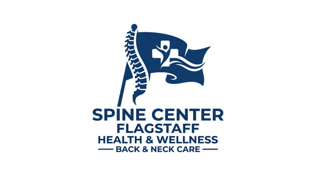 Vector logo for a spine center with a flag graphic and text.