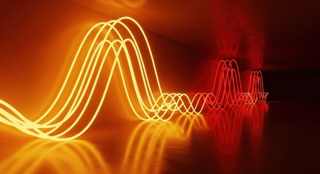 Abstract Light Wave Patterns in Warm Tone Indoor Space