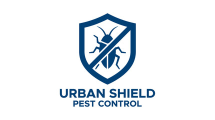 Pest control shield graphic with insect and text © atha_lintar