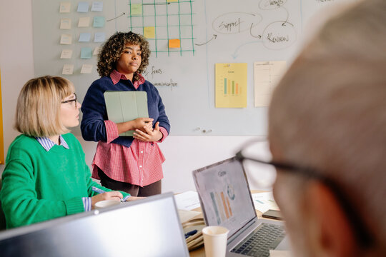 Board Members Discuss Details Workspace 