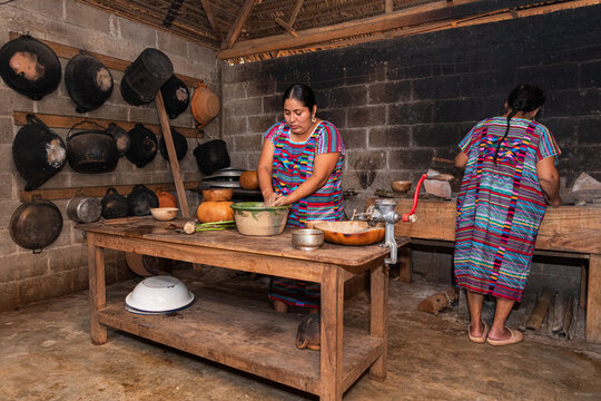 Preparing Food in a Rustic Kitchen in Oaxaca Mexico