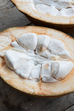 Detailed view of exotic fruit showing pulp variety
