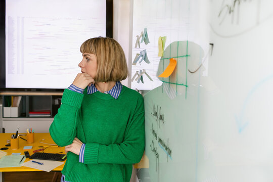 Brainstorming Woman Thinking Meeting Office