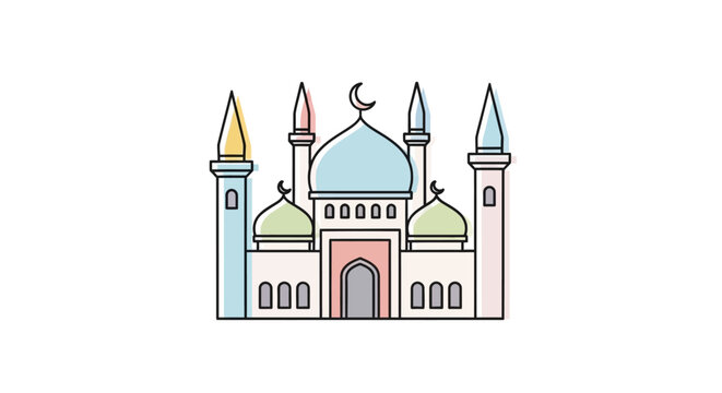 Colorful illustration of a mosque.
