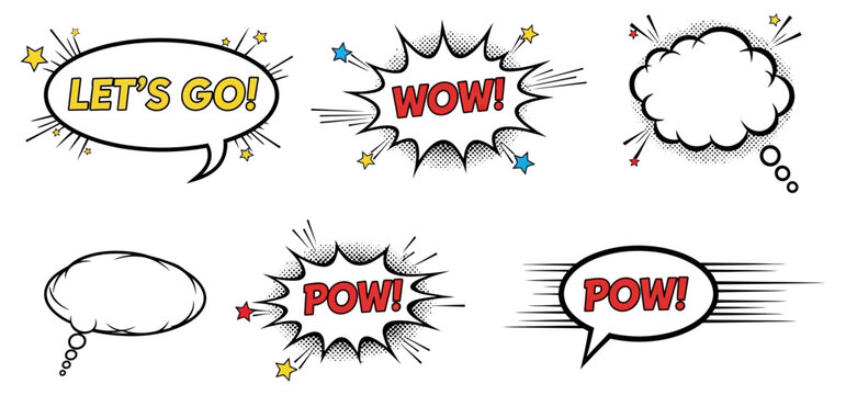Vintage comic book speech bubbles and sound effects collection