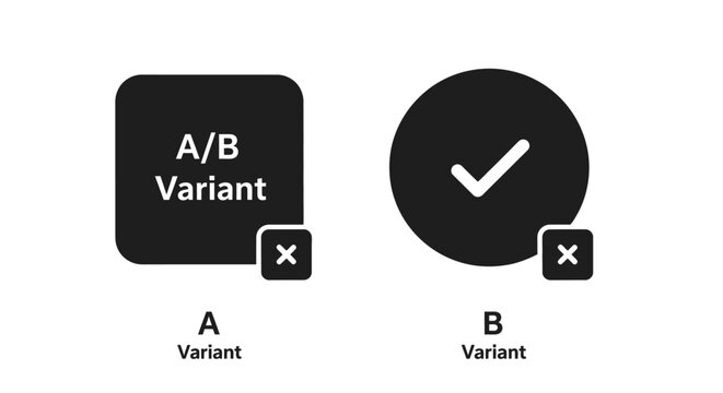 A/B Variant Testing Icons: Square vs Circle with Checkmark