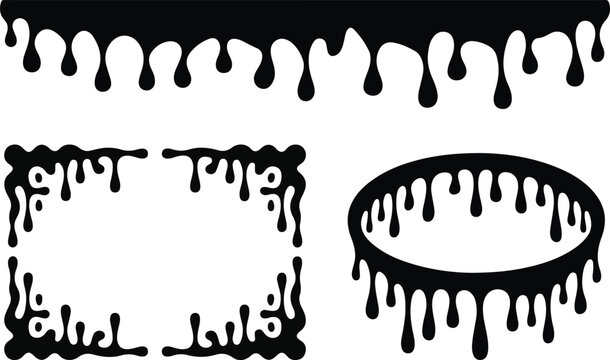 Black dripping paint or liquid frame border and shape abstract.