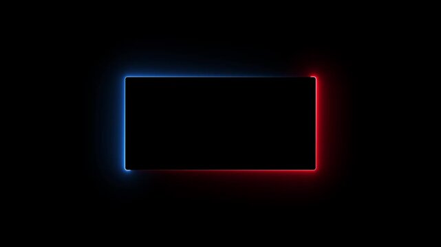 Looping animation of a glowing neon rectangle frame with electric flickering effects. Glowing Neon Rectangle Frame Animation. Perfect for video overlays, 4k video.