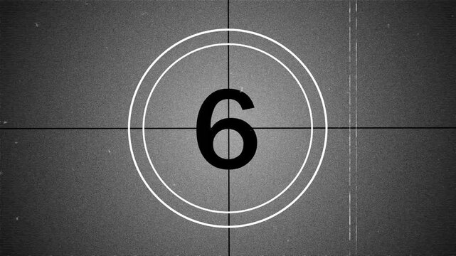 Vintage Old Film Countdown Animation from 10 to 0 number. Movie-style countdown Counting from 10 seconds. digital timer, Clock and watch.